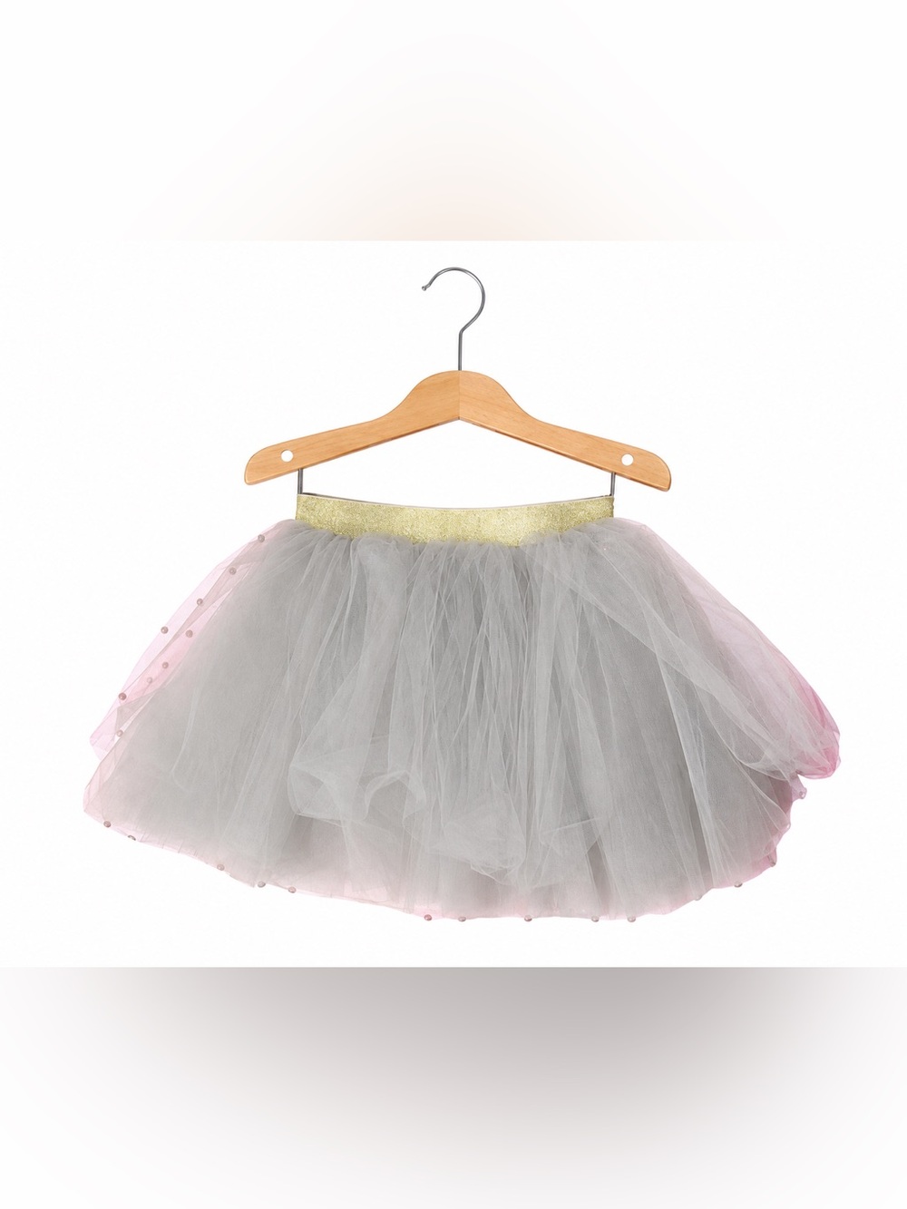 Wrare Doll Gray Tulle Tutu Skirt Girls 18M Metallic Waist Princess Ballet Skirt
